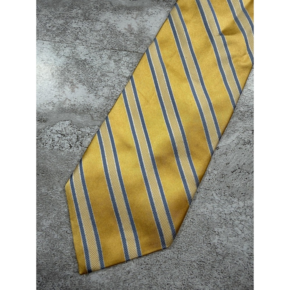 Brooks Brothers 100% Silk Tie Mens One Size Gold Blue‎ Striped Pointed Necktie